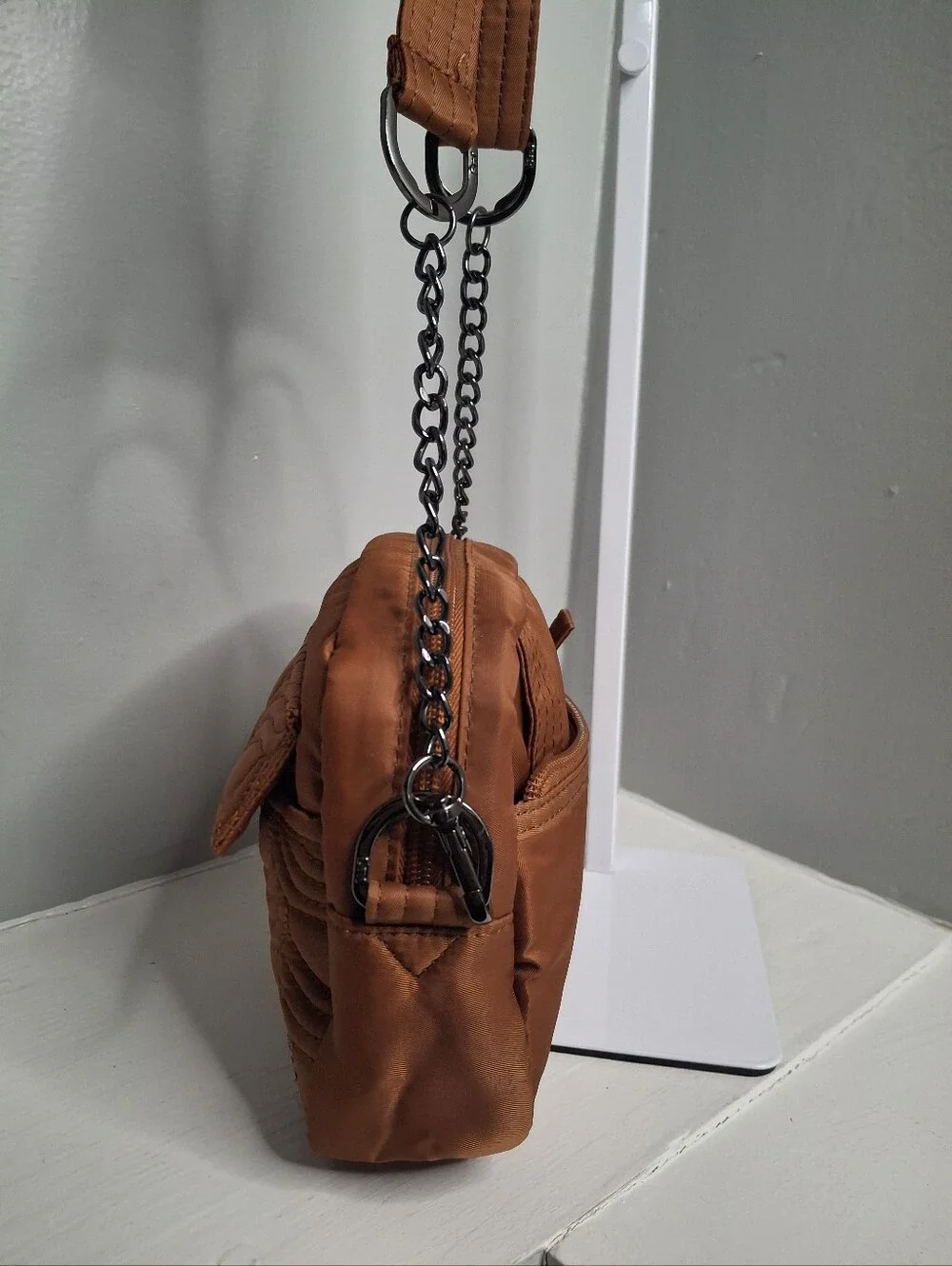 Lug Swing Copper Brown Quilted Convertible Crossbody Bag w/Coin Purse Set